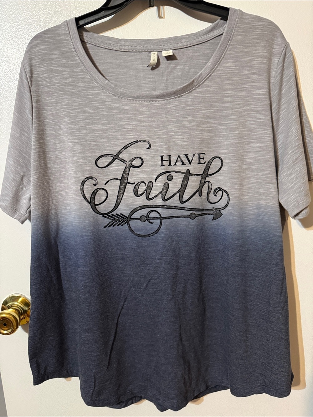 Cato Ombre Gray to Navy 'Have Faith' Short Sleeve Tee